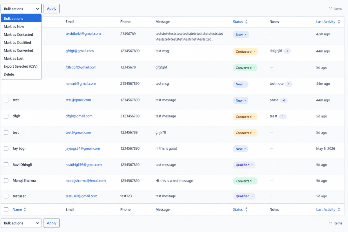 WP LeadChat Pro screenshot 3: Lead detail view