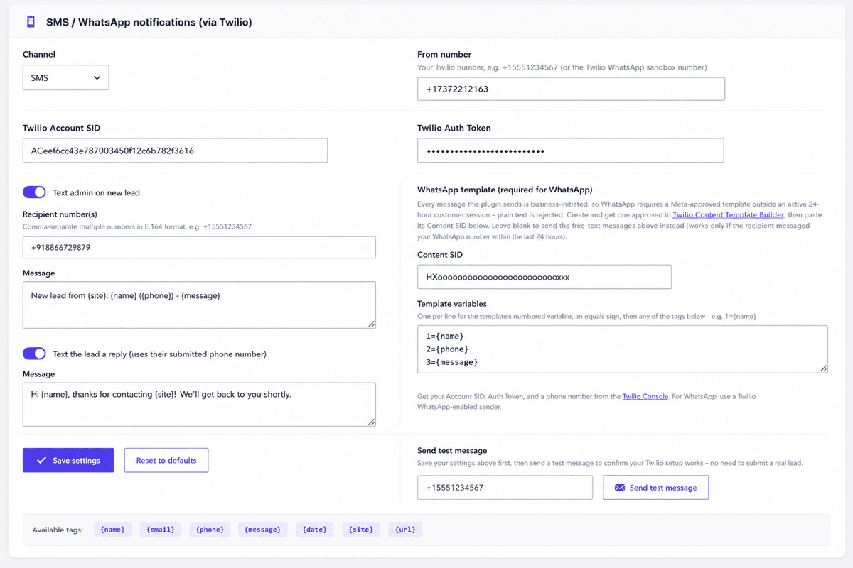 WP LeadChat Pro screenshot 8: Appearance settings with live preview